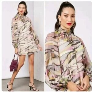 Ted Baker London Zeenaa Blouson Sleeve Mini Dress in Dusky Pink size 0-2 NWT